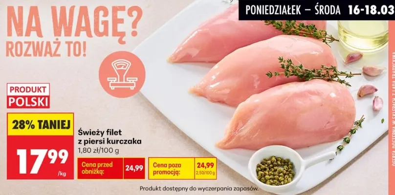 Świeży filet z piersi kurczaka promocja w Biedronka
