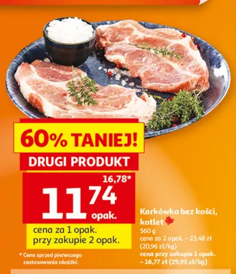 Karkówka wieprzowa bez kości kotlet Auchan promocja w Auchan
