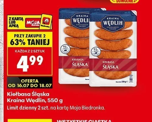 Kiełbasa Śląska Kraina Wędlin promocja w Biedronka