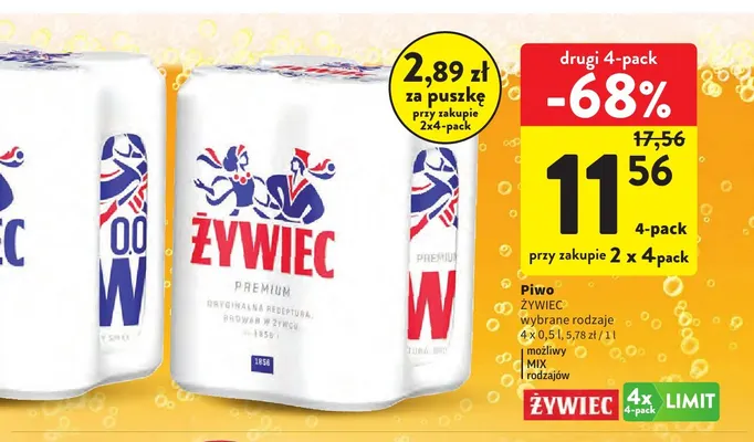Piwo Żywiec Premium 4-pak 500 ml promocja w Intermarche