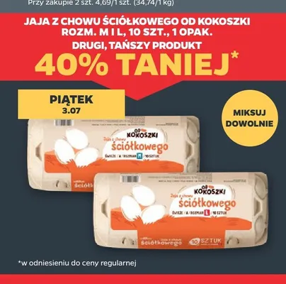 Jaja z chowu ściółkowego od Kokoszki rozm. M promocja w Netto
