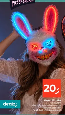 Maska LED królika promocja w Dealz