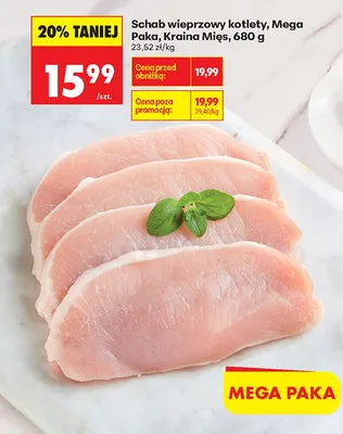 Schab wieprzowy kotlety, Mega Paka, Kraina Mięs promocja w Biedronka