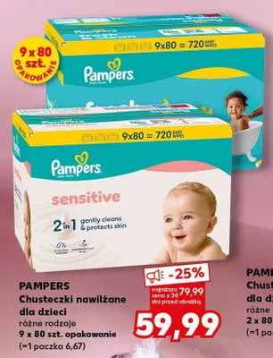 Chusteczki nawilżane dla dzieci Pampers promocja w Kaufland
