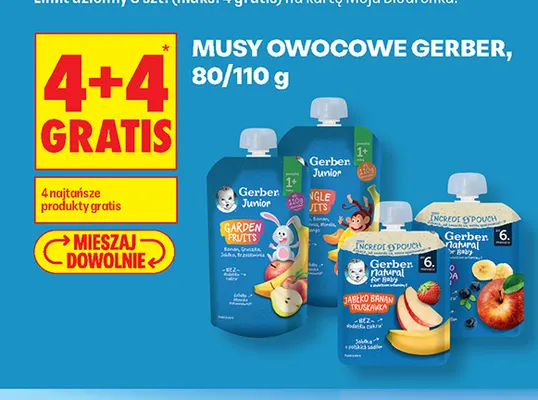 Mus owocowy Gerber Natural jabłko jagoda promocja w Biedronka