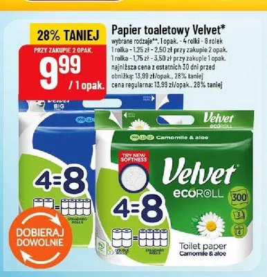 Papier toaletowy Velvet EcoRoll Camomile & aloe promocja w POLOmarket