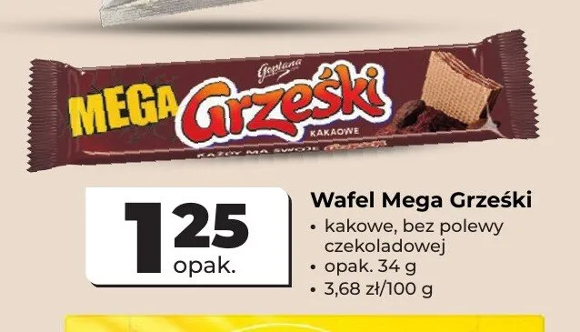 Wafel Mega Grześki kakaowy bez polewy czekoladowej promocja w Odido