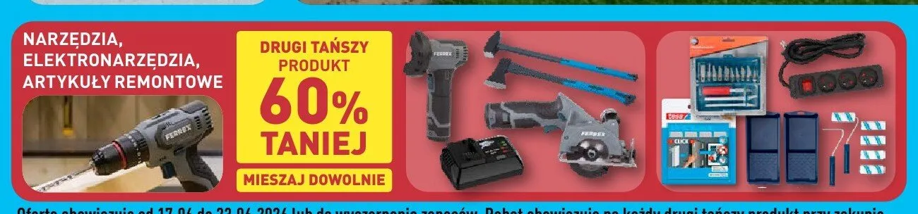 Narzędzia, elektronarzędzia, artykuły remontowe Ferrex promocja w Aldi