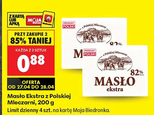 Masło Ekstra z Polskiej Mleczarni promocja w Biedronka