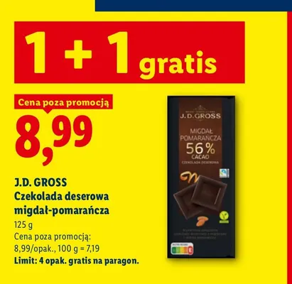 Czekolada deserowa migdał-pomarańcza J.D. Gross promocja w Lidl