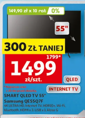 SMART QLED TV 55" Samsung QE55Q7F promocja w Auchan