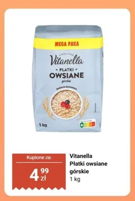 Płatki owsiane górskie Vitanella promocja w Biedronka
