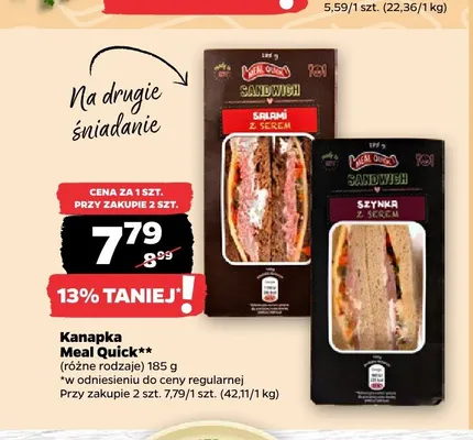 Kanapka z szynką i serem Meal Quick promocja w Netto
