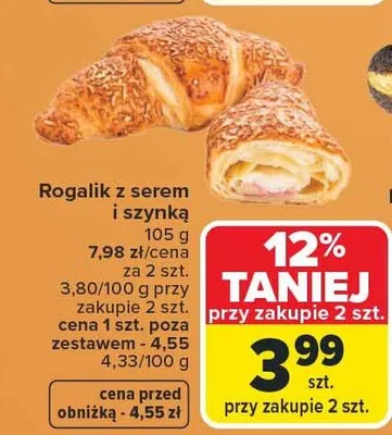 Rogalik z serem i szynką promocja w Carrefour Market