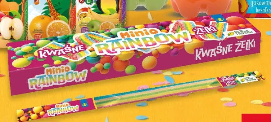 Kwaśne żelki Rainbow Minio promocja w LEWIATAN
