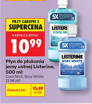 Płyn do płukania jamy ustnej Listerine Cool Mint promocja w Biedronka