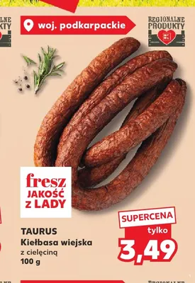 Kiełbasa wiejska z cielęciną Taurus promocja w Kaufland