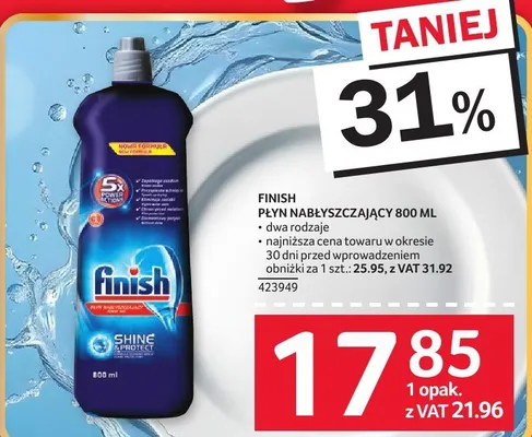 Płyn nabłyszczający Finish 800 ml promocja w Selgros