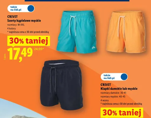 Szorty kąpielowe męskie CRIVIT promocja w Lidl