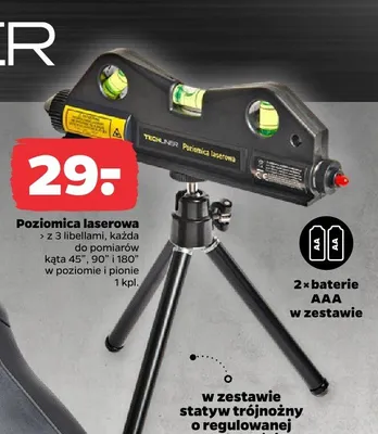 Poziomica laserowa z 3 libellami promocja w Netto
