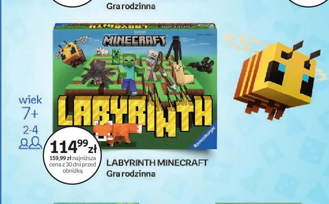 Gra rodzinna Labyrinth Minecraft Ravensburger promocja w Empik