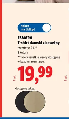 T-shirt damski z bawełny ESMARA rozmiary: S-L promocja w Lidl