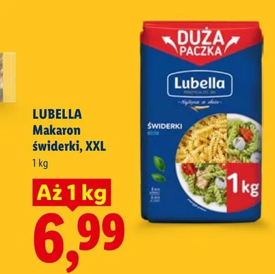 Makaron świderki Lubella XXL promocja w Lidl