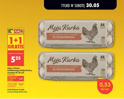 Jaja z chowu ściółkowego Moja Kurka rozmiar M promocja w Biedronka