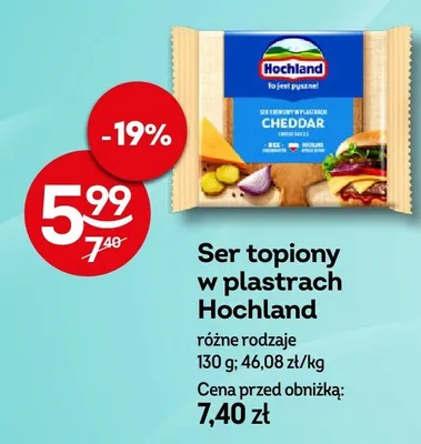 Ser topiony w plastrach Hochland Cheddar promocja w Żabka