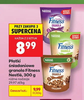 Płatki śniadaniowe granola Fitness Nestlé promocja w Biedronka