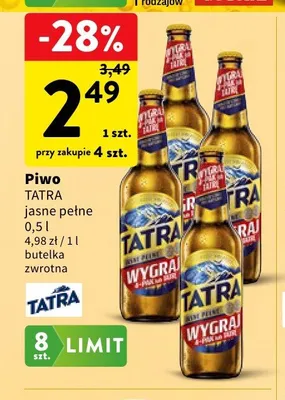 Piwo Tatra jasne pełne promocja w Intermarche