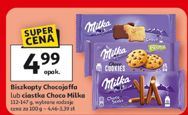 Biszkopty Chocojaffa lub ciastka Choco Milka promocja w Auchan
