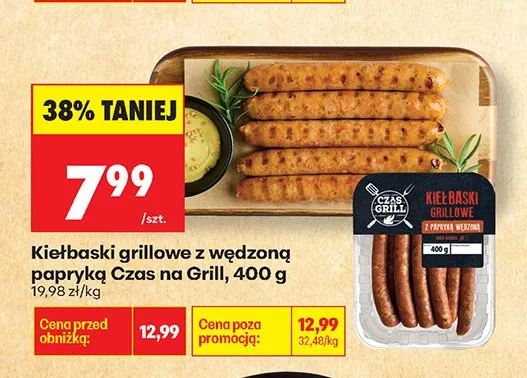 Kiełbaski grillowe z wędzoną papryką Czas na Grill promocja w Biedronka