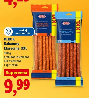 Kabanosy klasyczne, XXL drobiowo-wieprzowe  promocja w Lidl
