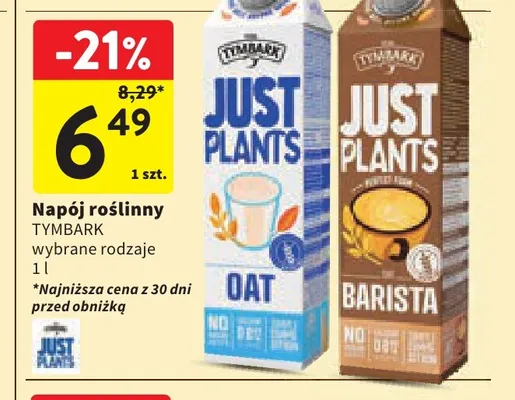 Napój roślinny Tymbark Just Plants promocja w Intermarche
