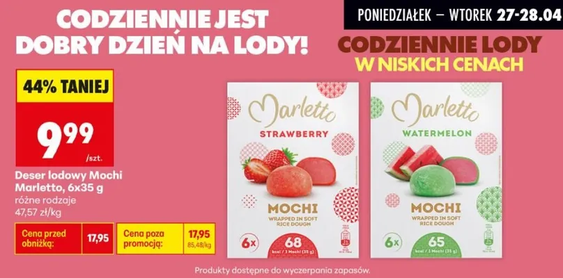 Deser lodowy Mochi Marletto Strawberry promocja w Biedronka
