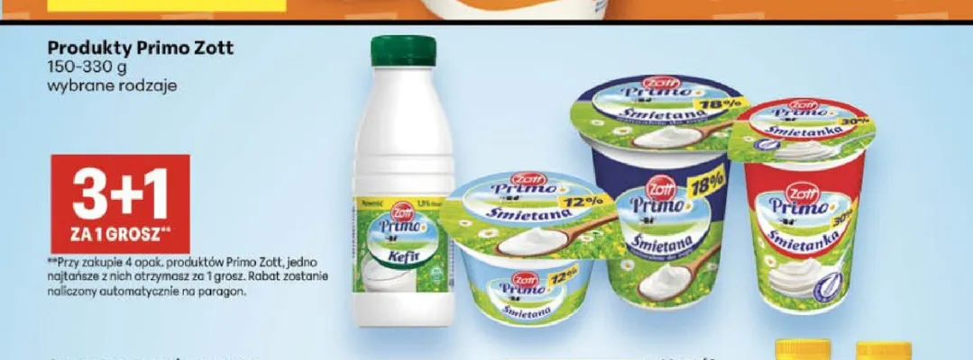 Śmietana Primo Zott 12% promocja w Delikatesy Centrum