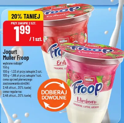 Jogurt Muller Froop Erdbeere promocja w POLOmarket