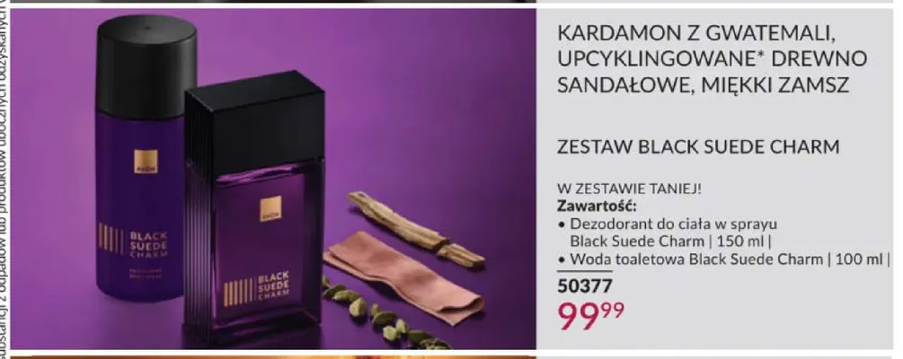 Zestaw Avon Black Suede Charm dezodorant do ciała w sprayu 150ml i woda toaletowa 100ml promocja w AVON
