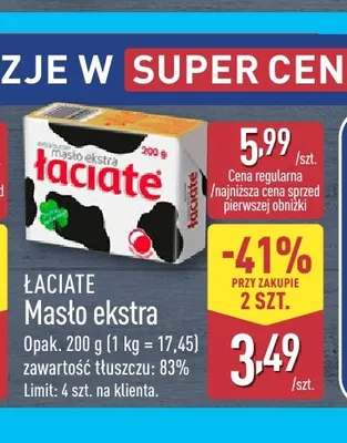 Masło ekstra Łaciate 83% promocja w Aldi
