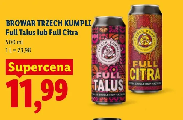 Piwo Trzech Kumpli Full Talus promocja w Lidl