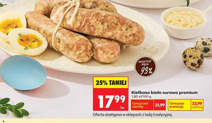 Kiełbasa biała surowa premium promocja w Biedronka