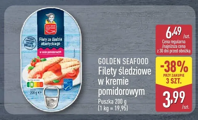 Filety śledziowe w kremie pomidorowym Golden Seafood promocja w Aldi