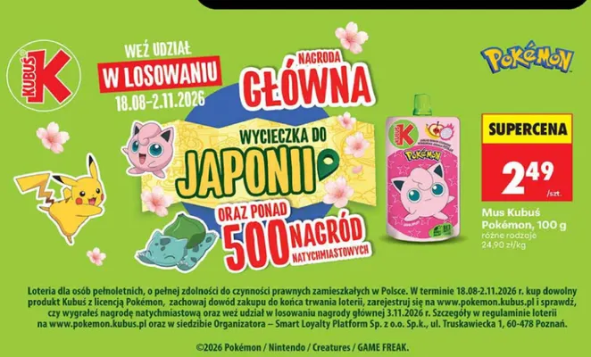 Mus Kubuś Pokémon promocja w Biedronka