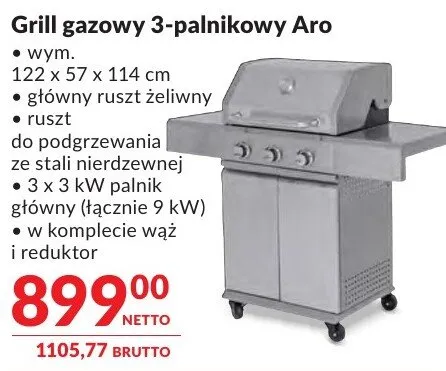 Grill gazowy 3-palnikowy Aro promocja w Makro
