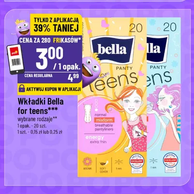 Wkładki higieniczne Bella for Teens promocja w POLOmarket