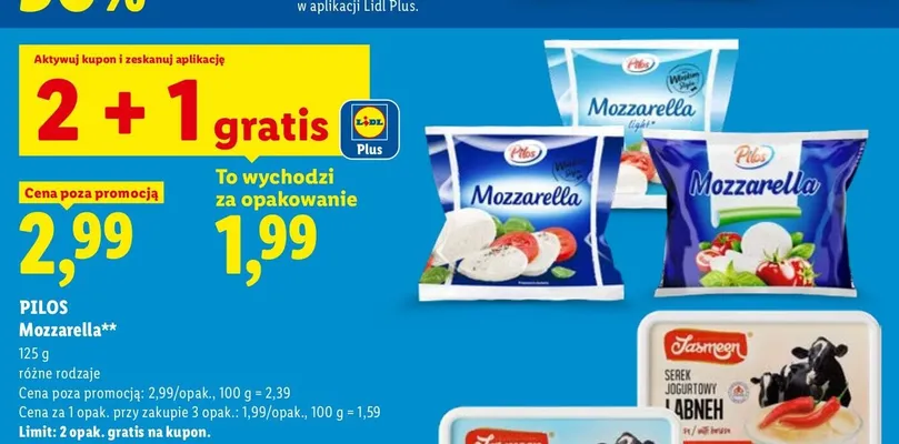 Ser Mozzarella Pilos promocja w Lidl