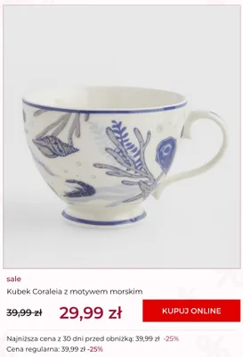 Kubek Coraleia z motywem morskim Home&You promocja w home&you