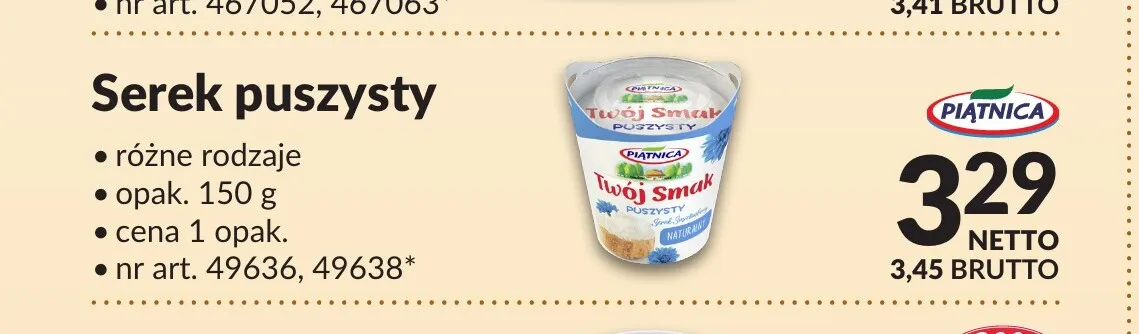 Serek puszysty Twój Smak Piątnica promocja w Makro