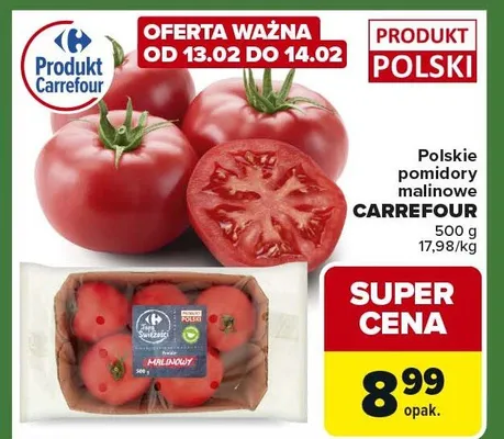 Pomidory malinowe promocja w Carrefour Express